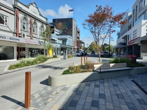 Urban street in Ashburton, New Zealand