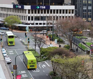 Road with bus priority measures