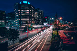 Busy Wellington road at night