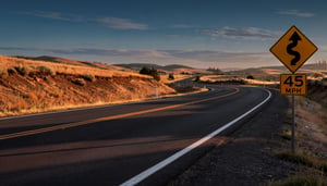 Winding road sign USA